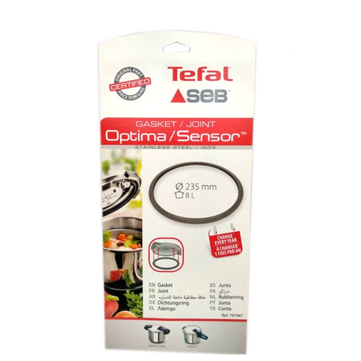 Recambio Tefal Sensor Optima - Goma junta para olla de 235mm de diámetro - 791947