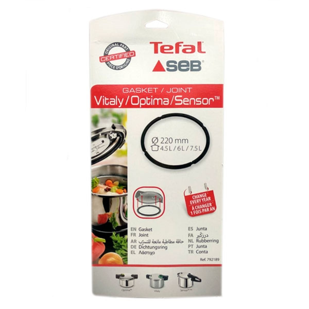 Recambio Tefal Sensor 2 Optima - Junta goma para olla 4,5-6 L - 792189