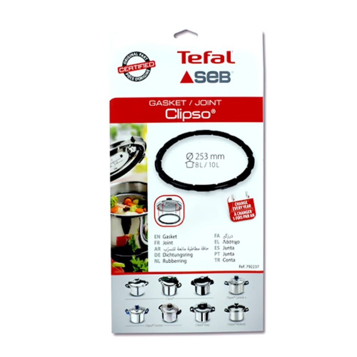 Recambio Tefal Clipso - Junta de goma para olla de 8L - 10L - 792237