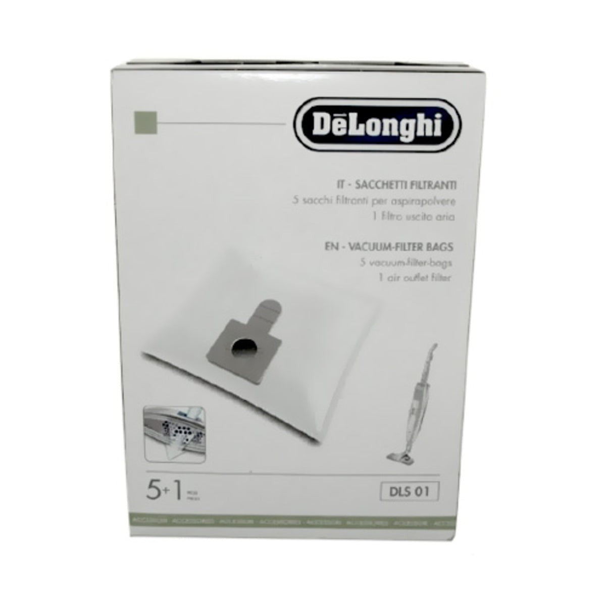 Recambio Delonghi Colombina DLS01 - Bolsa aspirador, 5 unidades - 5519210181