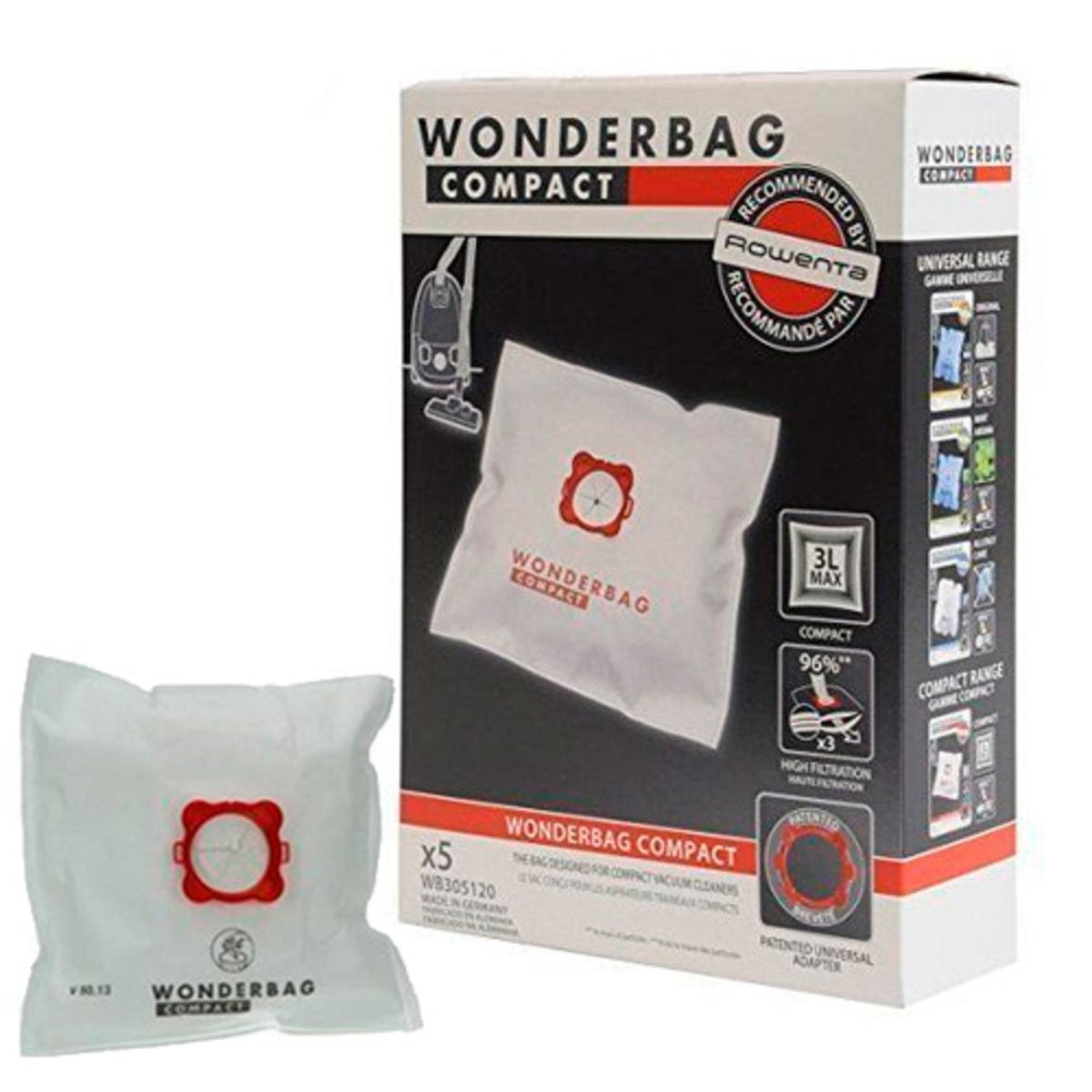 Recambio Rowenta Compact Wonderbag - Bolsa de aspirador x 5 - WB305120