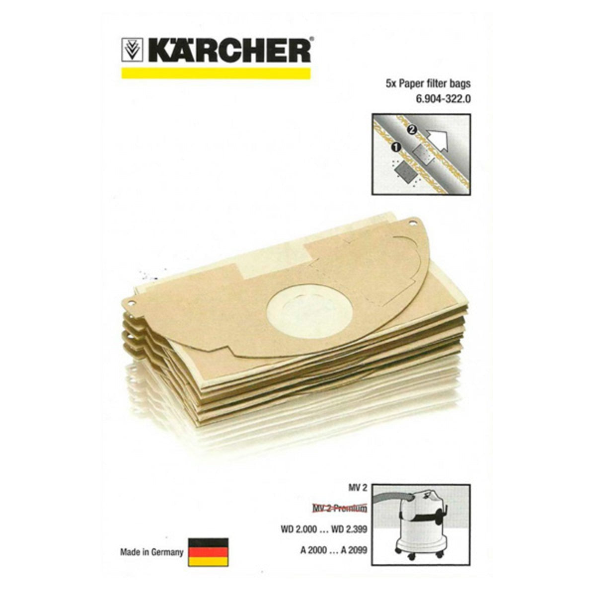 Recambio Kärcher - Bolsas aspirador 5 unidades - 6.904-322.0