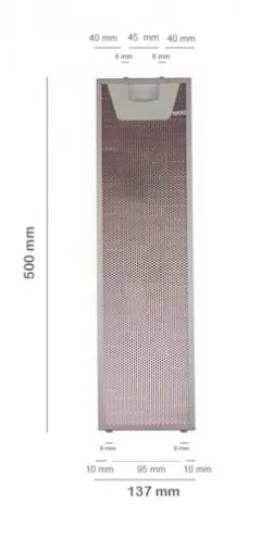 Filtro metálico izquierdo campana extractora Teka TL1-62 61874022 13,7 x 50,0cm