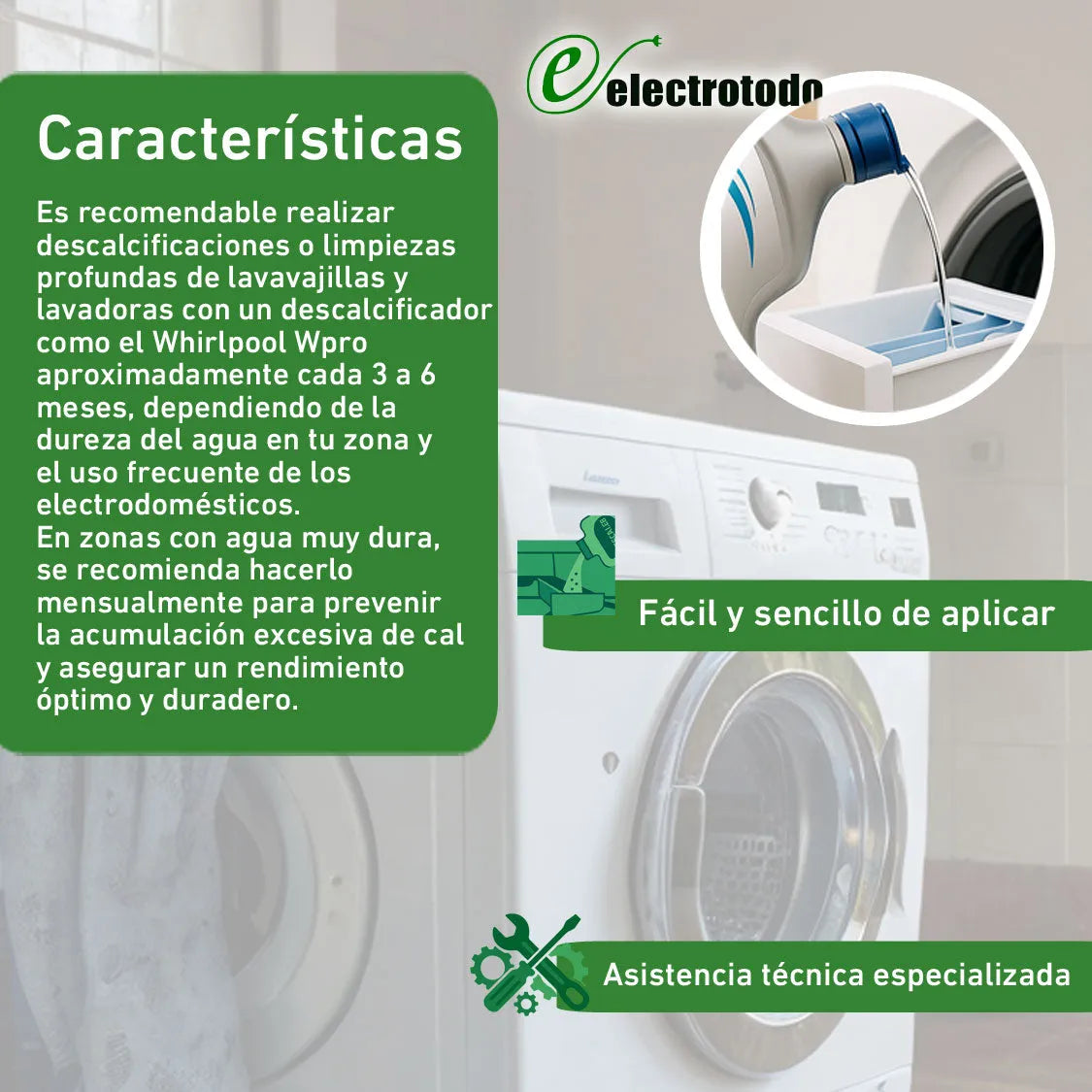 Whirlpool - Descalcificador limpiador para lavavajillas y lavadora - 484000008510