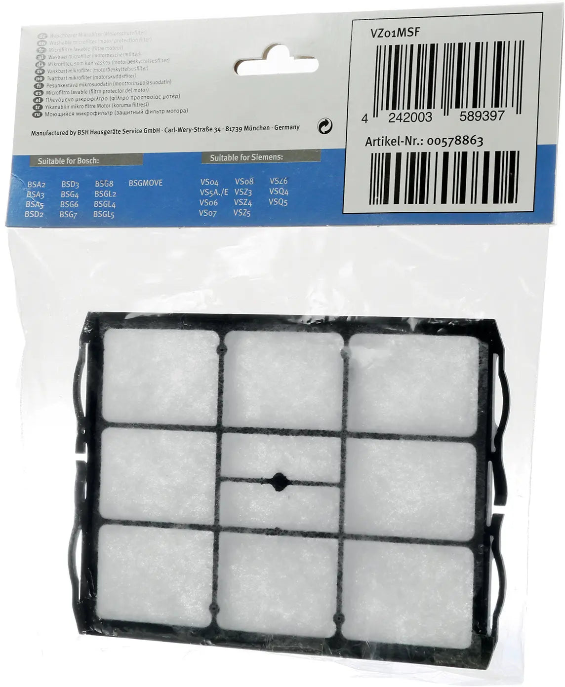 - Filtro protector de motor para aspiradora Bosch 00578863 - imagen 2