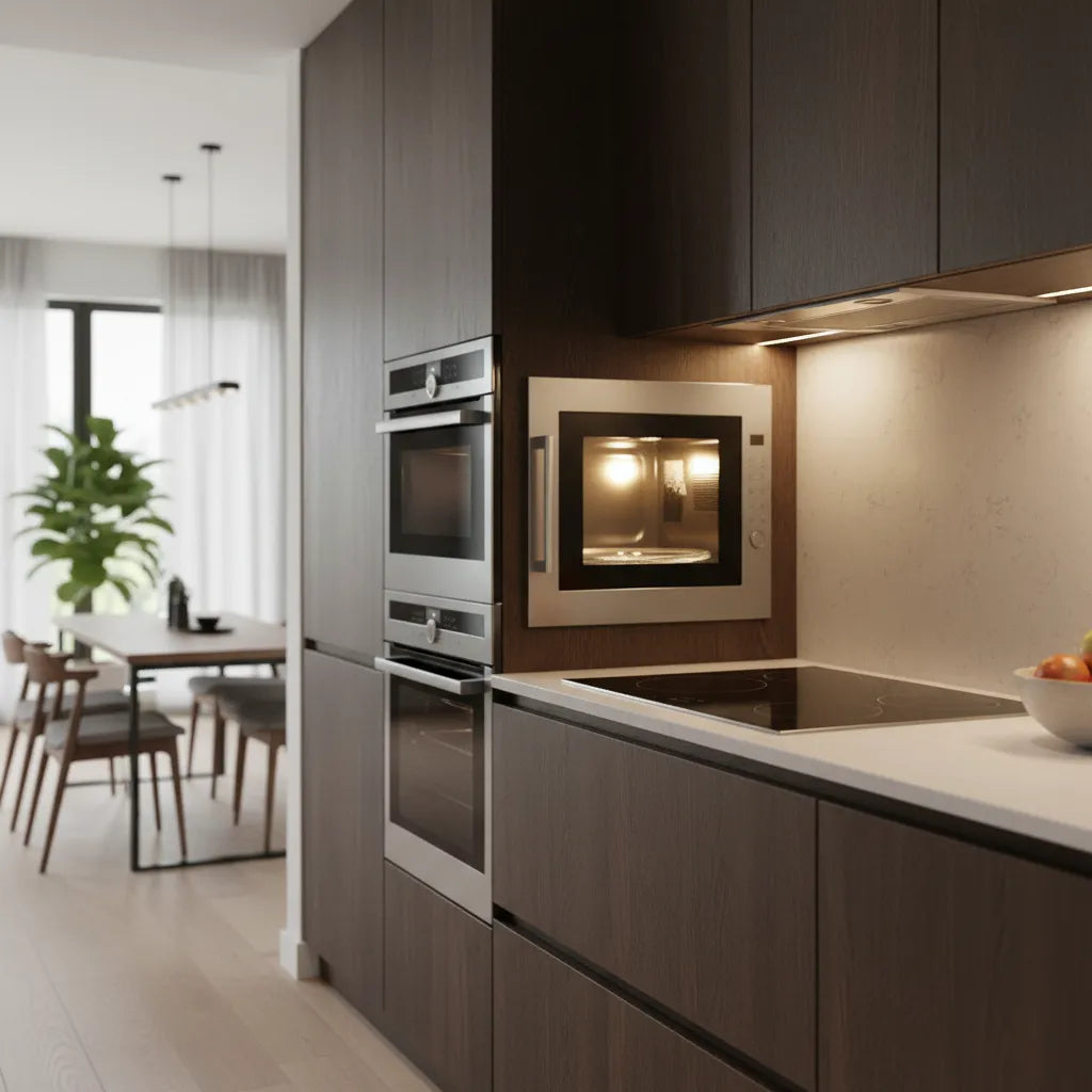 Plato de microondas en cocina contemporánea