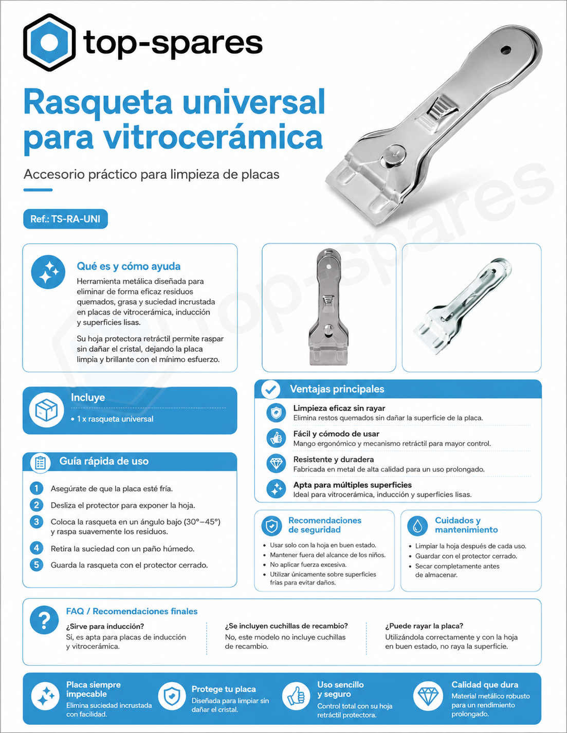 Universal - Top-Spares - Rasqueta para vitrocerámica - 0010